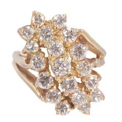 2.00 Carat Diamond Gold Waterfall Ring