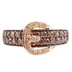LeVian Brown Diamond Gold Buckle Ring