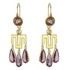 French Louis-Philippe Fine Pearl Garnet Gold Earrings 5