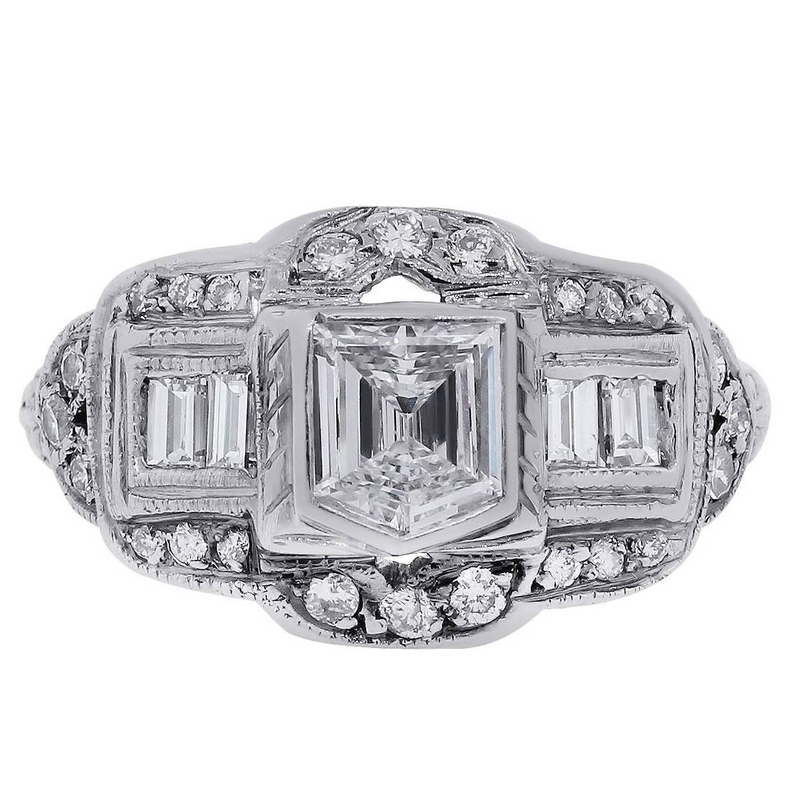 1.00 Carats GIA Cert Diamonds Platinum Ring For Sale