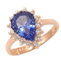 Pear Shape Tanzanite Diamond Gold Engagement Ring