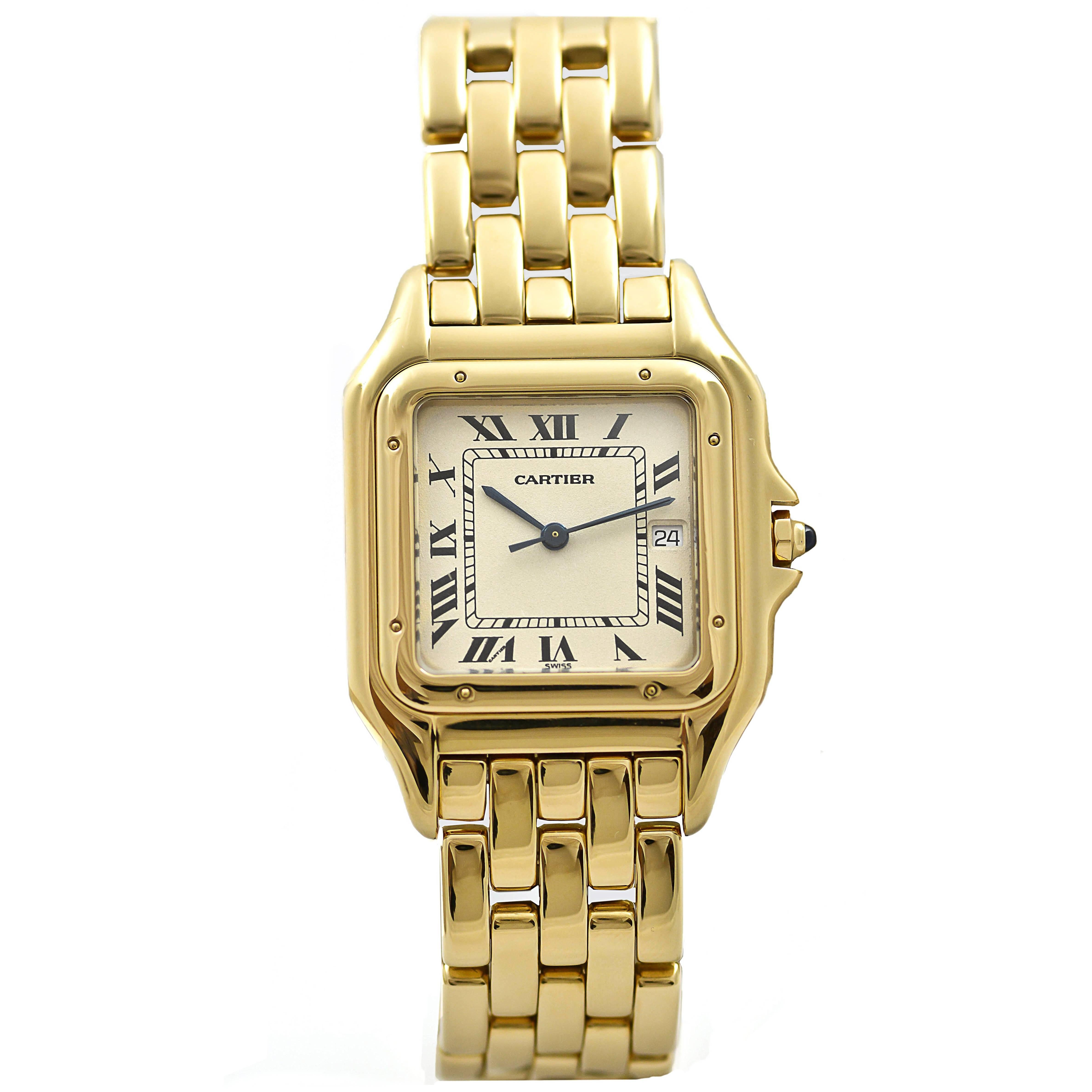 Cartier Yellow Gold White Dial Large Panthere Wristwatch