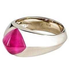 Renesim Sugar Loaf Rubelite Gold Ring