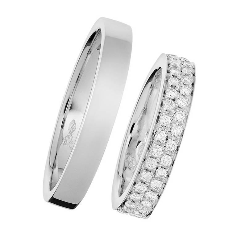Renesim Pave Diamond Platinum Wedding Rings For Sale