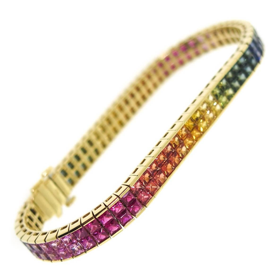 Manfredi Jewels Rainbow Sapphire Gold Bracelet