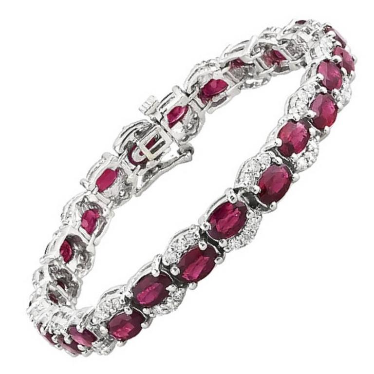 Oval Shape Burmese Ruby And Diamond Tennis Bracelet 25 74 Carat For Oval Shape Burmese Ruby And Diamond Tennis Bracelet 25 74 Carat For
