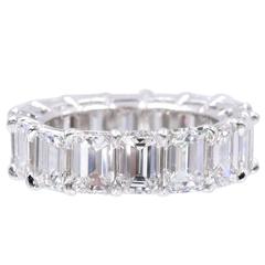 Nally 9.80 Carats Emerald Cut Diamonds Platinum Band Ring 2