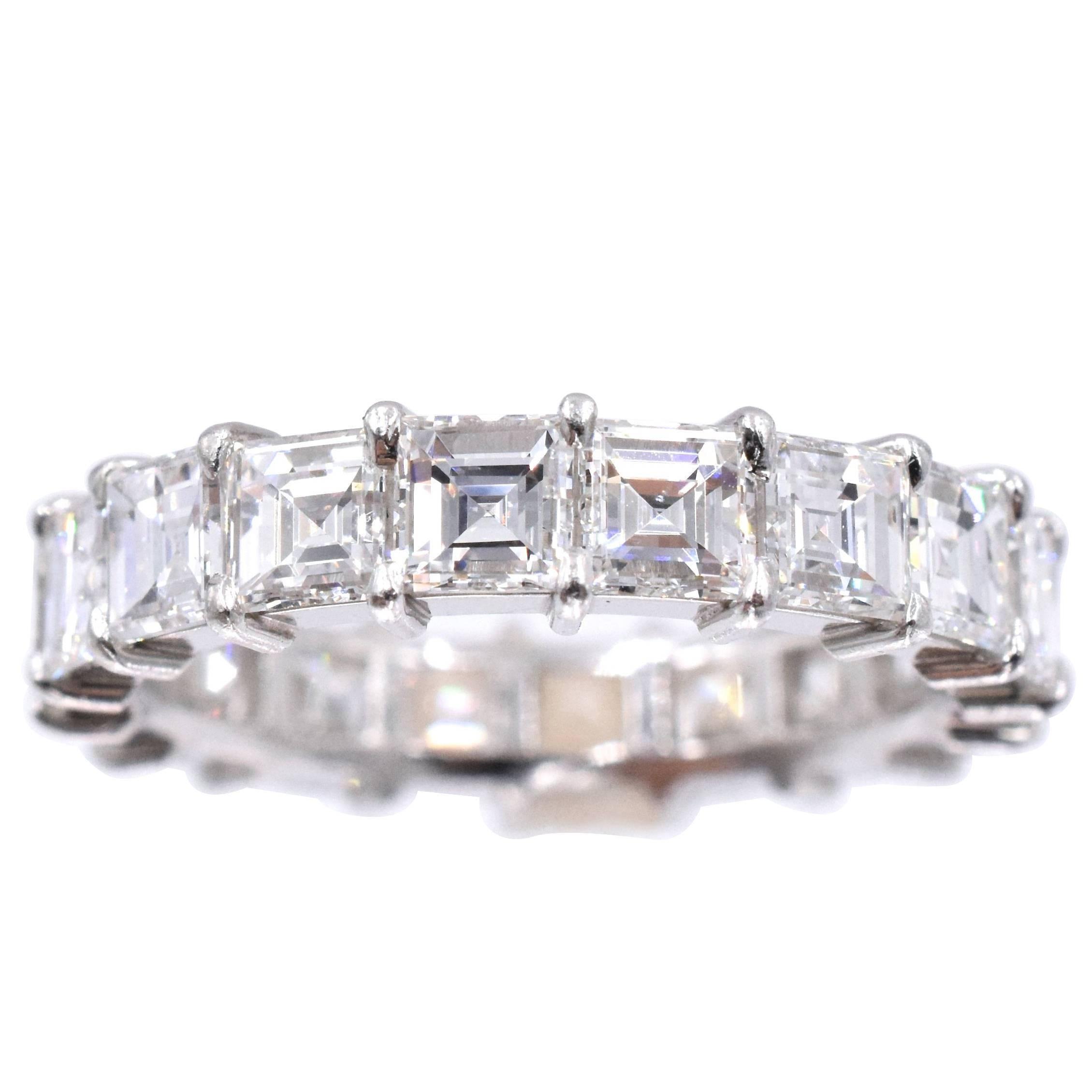 Nally Square Shaped Diamond Platinum Eternity Band Ring For Sale