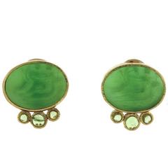 Elizabeth Locke Venetian Green Glass Intaglio Earrings