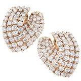 11 Carat Diamond V Shaped Yellow Gold Ear Clips