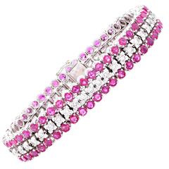 10 Carat Ruby Diamond White Gold Bracelet 10