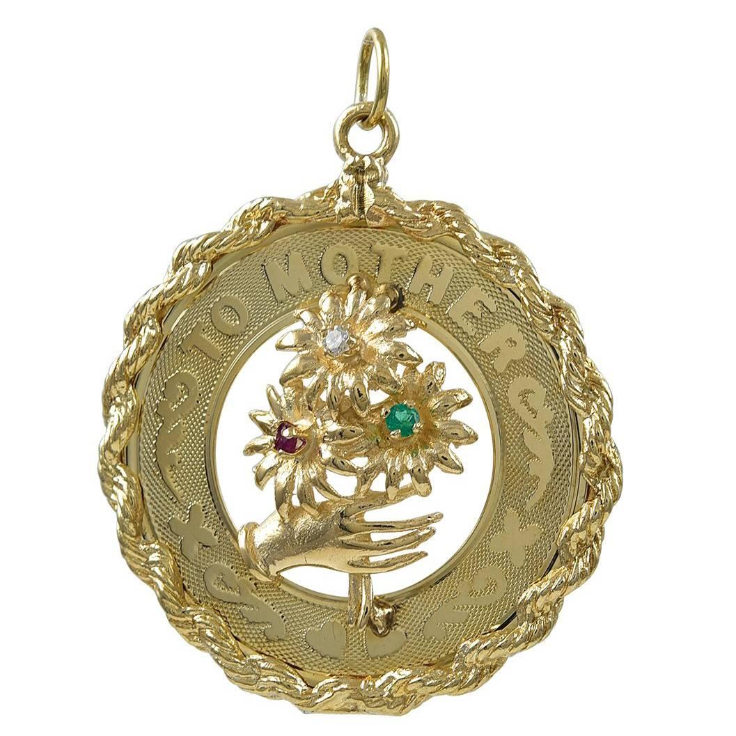 Large Gold Gemset Mother Charm