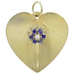 Large Tiffany & Co. Gold Sapphire Diamond Charm Pendant 6