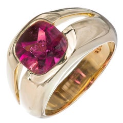 Tiffany & Co. Cushion Pink Tourmaline Gold Ring 
