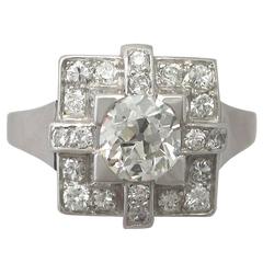 1940s French 1.53 Carat Diamond and Platinum Art Deco Cocktail Ring 10