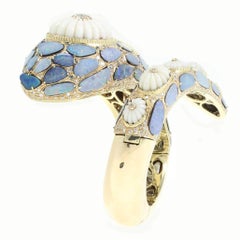 Opal Coral Diamond Gold Snake Bracelet