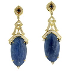 Oval Kynite Diamond Gold Earrings