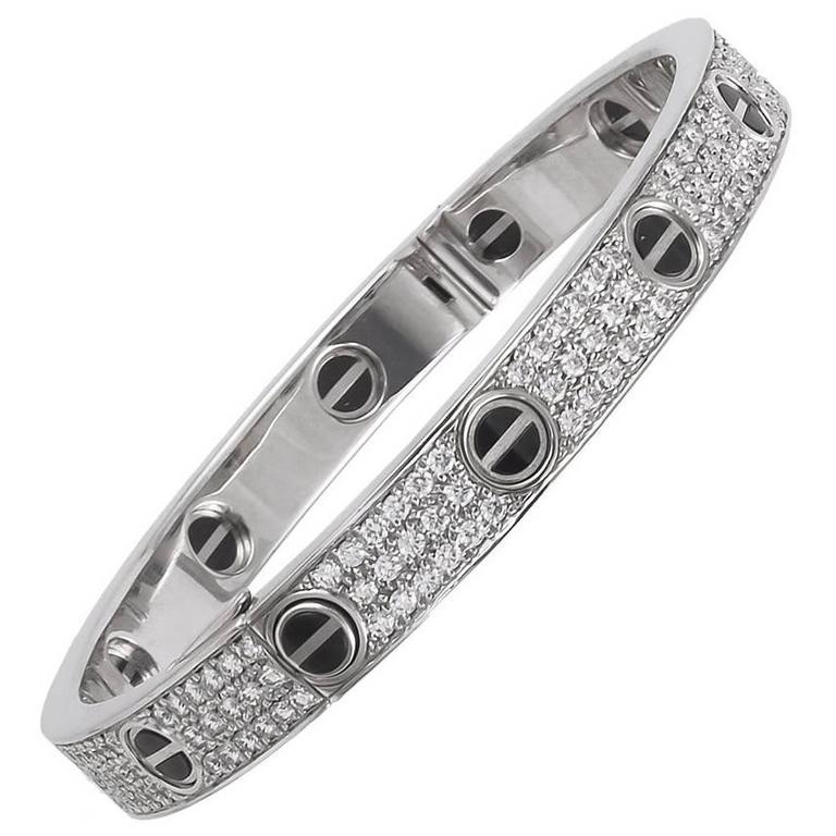 Cartier Diamond Ceramic LOVE Bangle For Sale