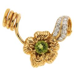 Peridot Flower and Diamond Slider Pendant 1