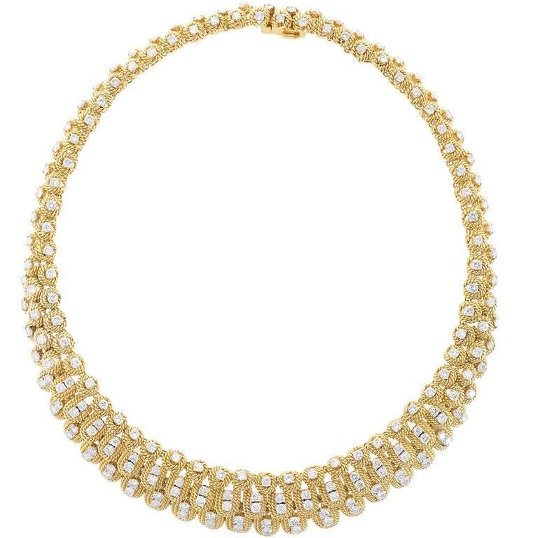 1960s Diamond and Gold Necklace For Sale