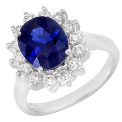 3.31 Carat Oval Sapphire Diamond Gold Ring