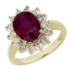 3.02 Carats Oval Ruby Diamond Gold Ring 7