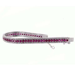 Ruby Diamond Gold Tennis Bracelet