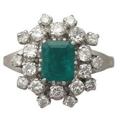 1950s 1.24 Carat Emerald and 1.15 Carat Diamond Cocktail Ring 8