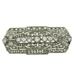 Art Deco 3, 50 carat Diamond Gold Brooch