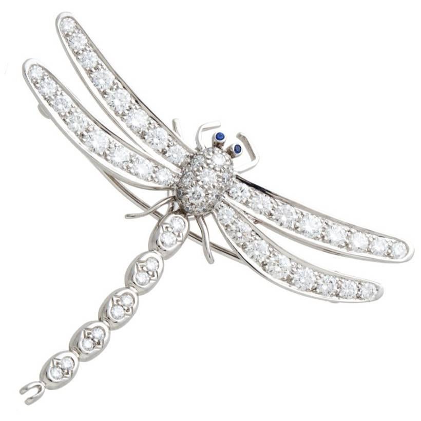 Tiffany & Co. Enchant Sapphire Diamond Platinum Dragonfly Brooch Pendant