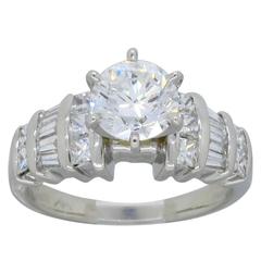 1.76 Carat Platinum Diamond Engagement Ring