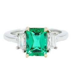 1.90 Carat AGL Emerald and Diamond Engagement Ring