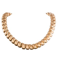 Reversible Twisted Golden Collar Necklace