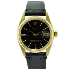 Rolex Yellow Gold Date Original Black Dial Perpetual Automatic Wristwatch 6