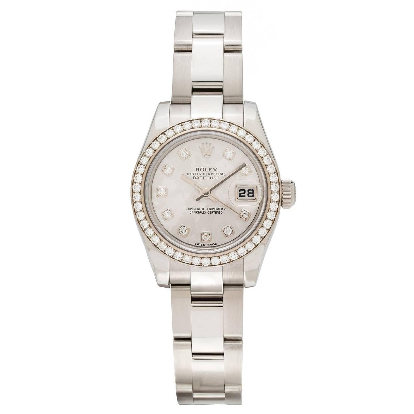 Rolex Ladies stainless steel Diamond Bezel Datejust Automatic Wristwatch
