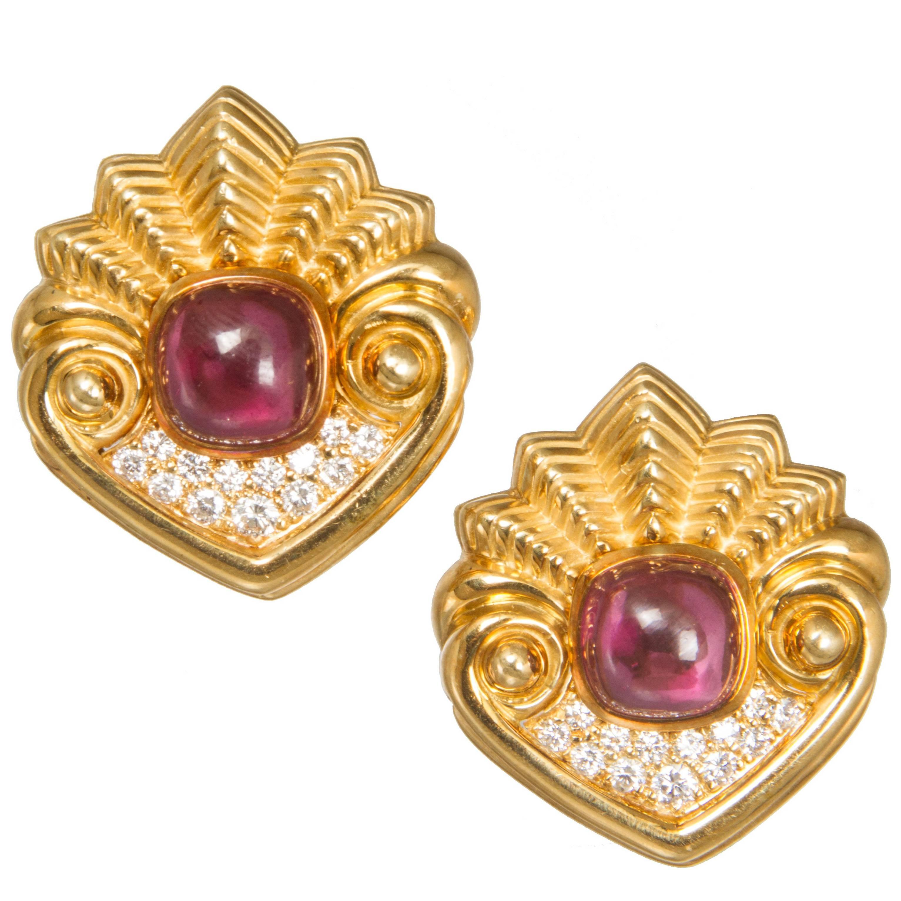 Amethyst Diamond gold Ear Clips For Sale