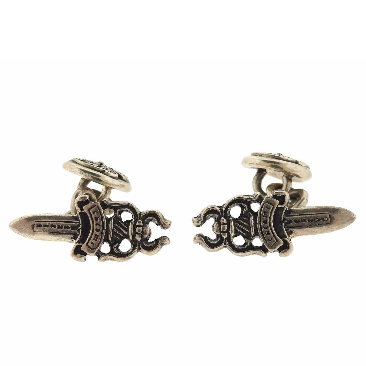 Chrome Hearts Sterling Silver Dagger Cufflinks
