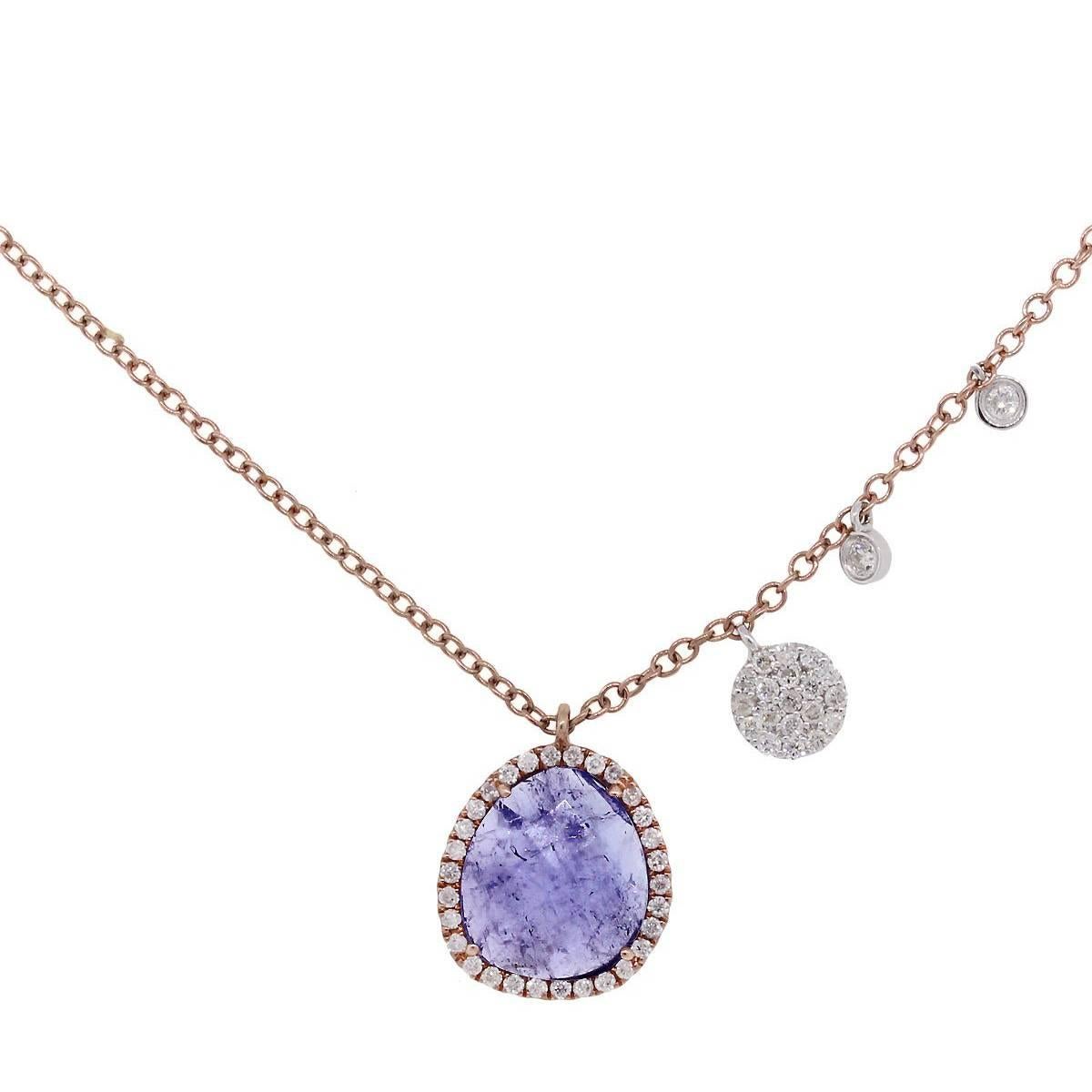 Meira T Tanzanite 0.27 Carats Diamonds Rose Gold Pendant Necklace