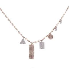 Meira T 0.38 Carats Diamonds White and Rose Gold Drop Necklace