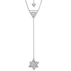 Star Of David Merkaba Diamond Platinum Drop Necklace 7