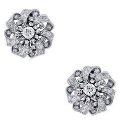 Pendientes de Platino con Diamantes Europeos Antiguos de 6,7 Quilates GIA
