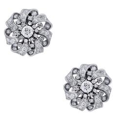 Boucles d'oreilles en platine avec diamants européens anciens de 6,7 carats certifiés GIA