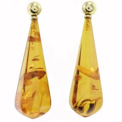 Vintage Luise Amber gold Drop Earrings