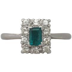 1940s Emerald and Diamond White Gold Cocktail Ring 2