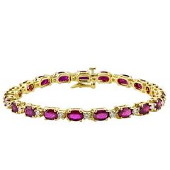 Oval Ruby Diamond Gold Bracelet  