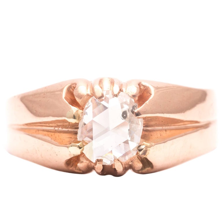 Antique Victorian Rose Cut Diamond Gold Men's Ring For Sale at 1stDibs