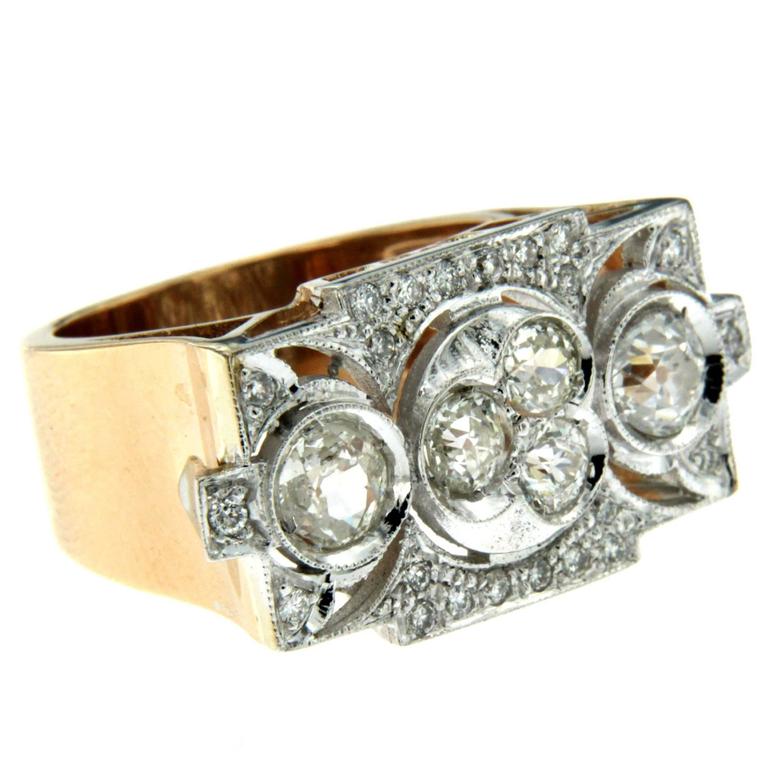Art Deco Style Diamond Gold Ring For Sale at 1stdibs