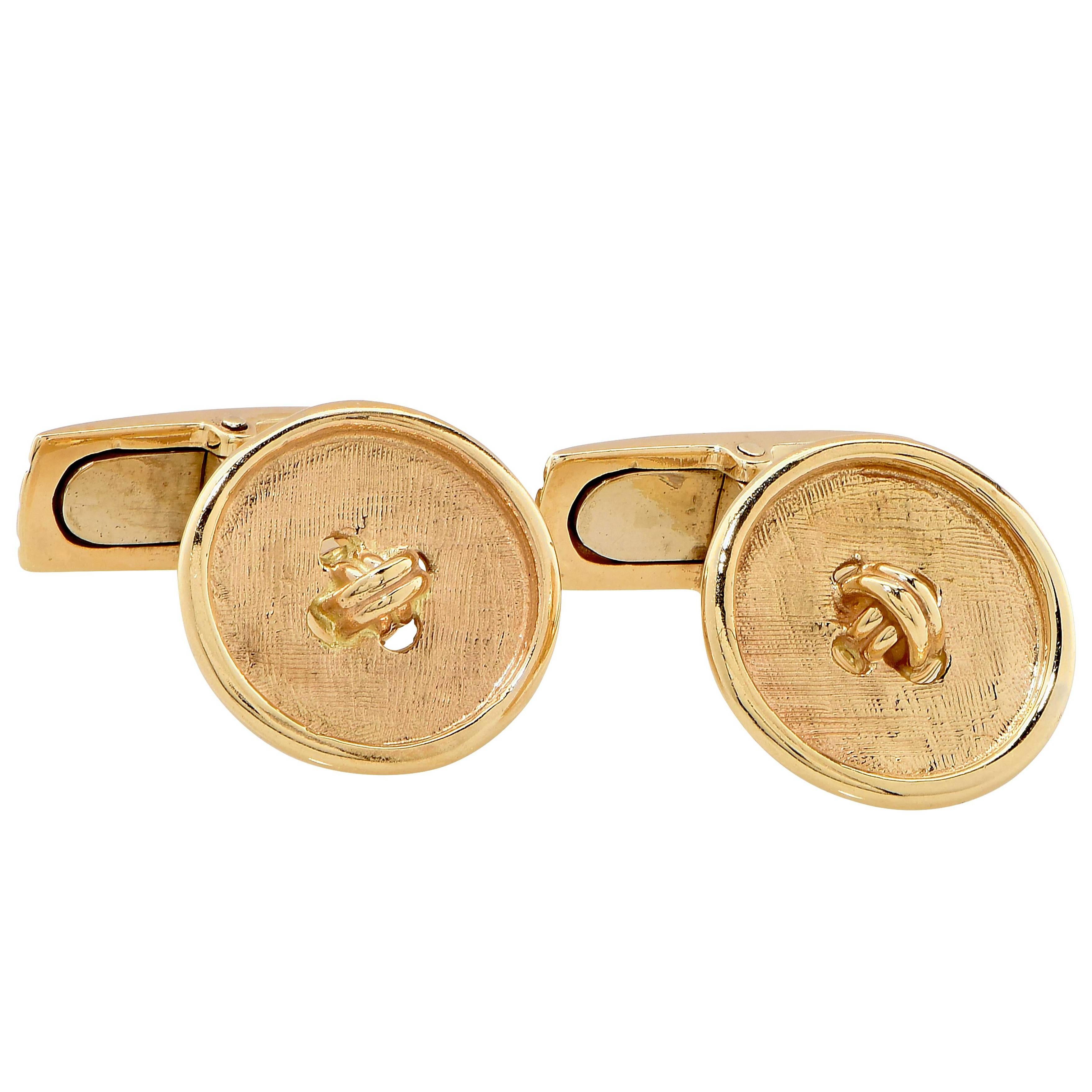 Gemelos de botón de oro amarillo