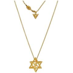 Merkaba Star Fancy Yellow Diamond Gold Pendant Necklace 7