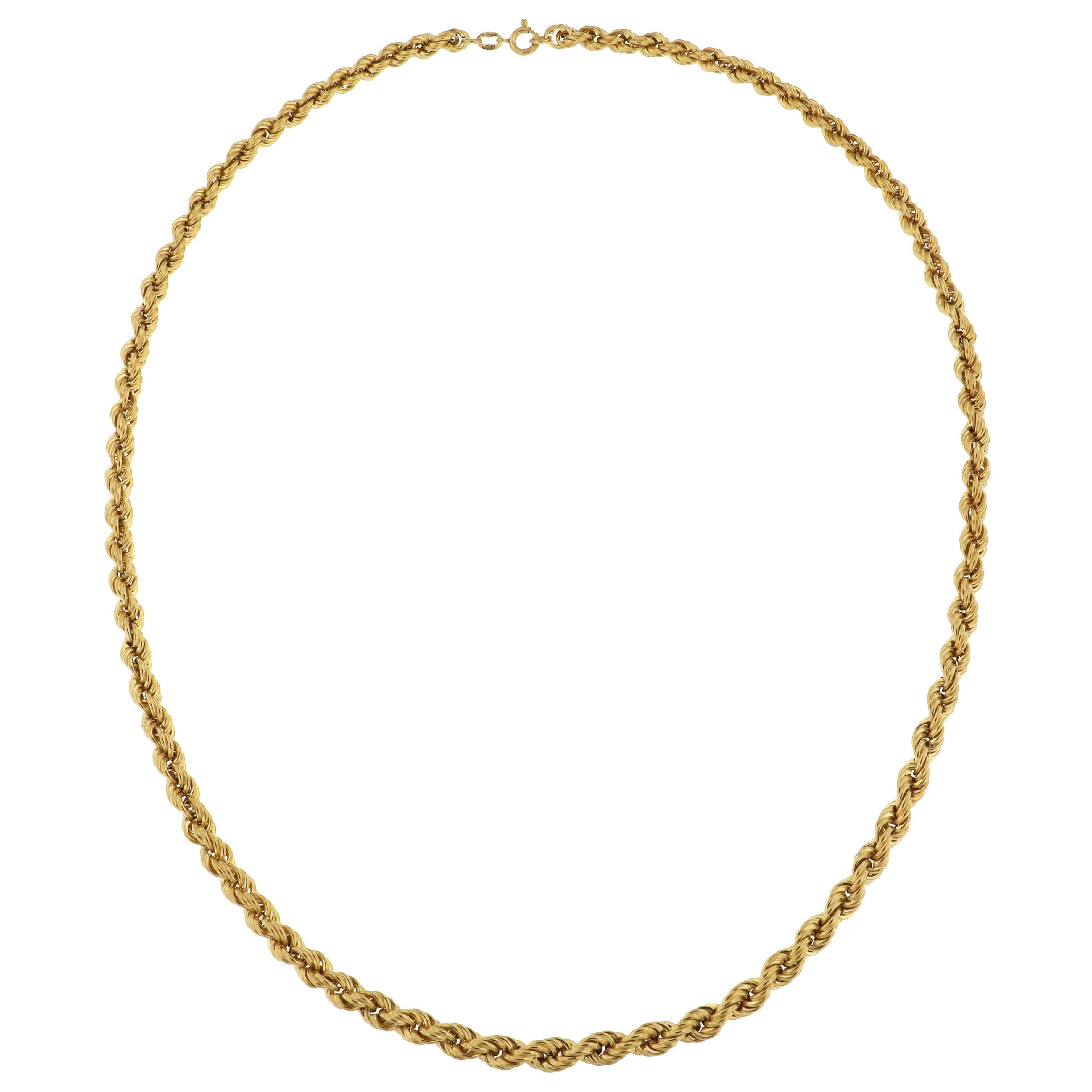  1960s 18 Kt Gold Twisted Wire Necklace Handcrafted in Italy 